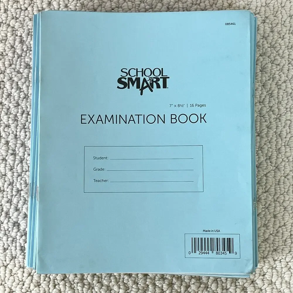 School Smart Examination Blue Books with 16 Pages, 8-1/2 x 7 Inches Pack of 50